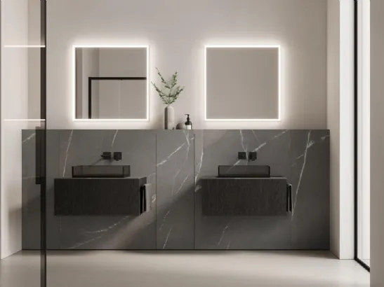 Mobile da Bagno in rovere moro Wall Home1 B2 di Ideagroup